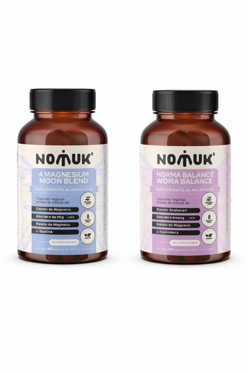 KIT BIENVENIDA NOMUK - 4 MAGNESIUM MOON BLEND 60 CAPSULAS + WOMAN HORMO BALANCE 60 CAPSULAS